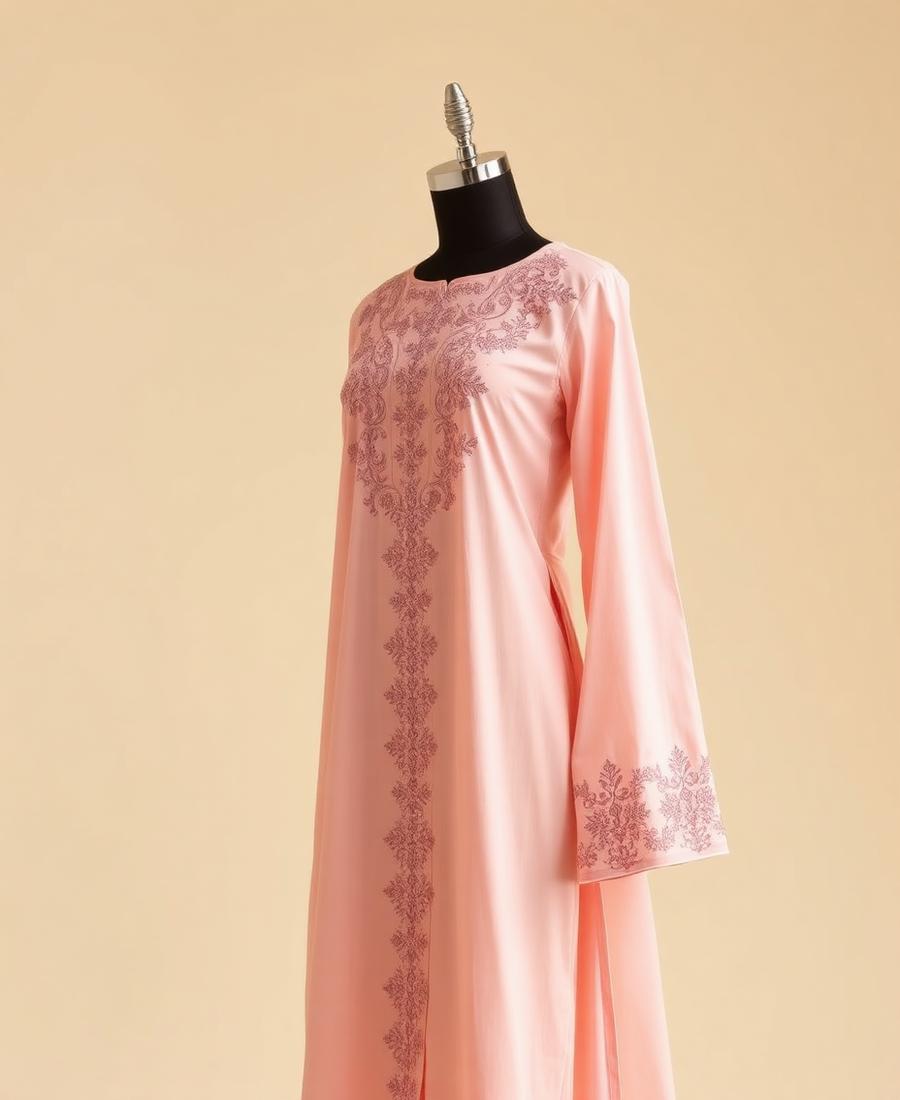 Blush pink embroidered designer kurti
